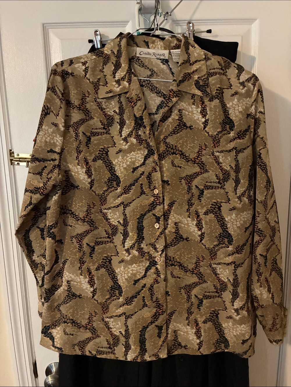 Vintage Tan Patterned Button-Up Shirt